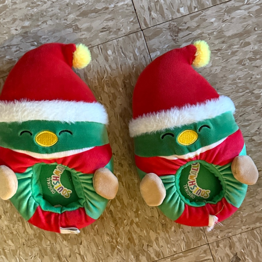 Squishmallow Festive Penguin Slippers with Santa Hats size 11/12